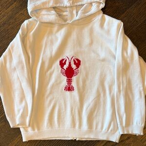 White Hoodie with Red Lobster Design
